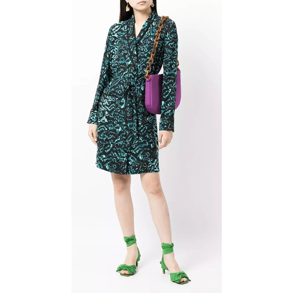 Diane Von Furstenberg Dresses & Skirts - Diane Von Furstenberg Valeria Printed Belted Wrap Jacket Dress Snake Print Med M